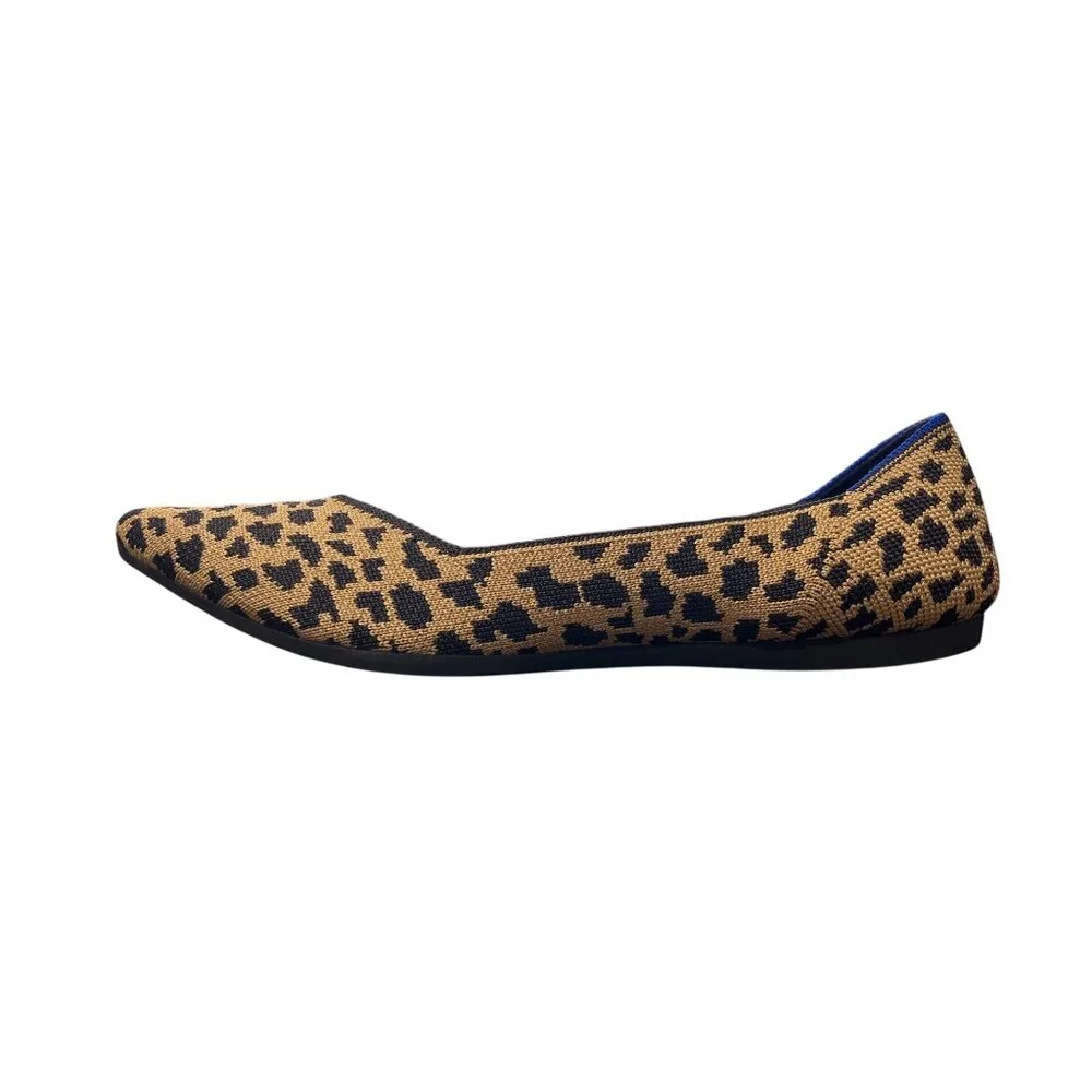 Rothys The Point Leopard Print Flats Women Size 8 Knit Big Cat Tan Black Slip-On - Picture 9 of 10